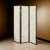 Three Panel Folding Floor Screen with Postal Script Panels, Brown