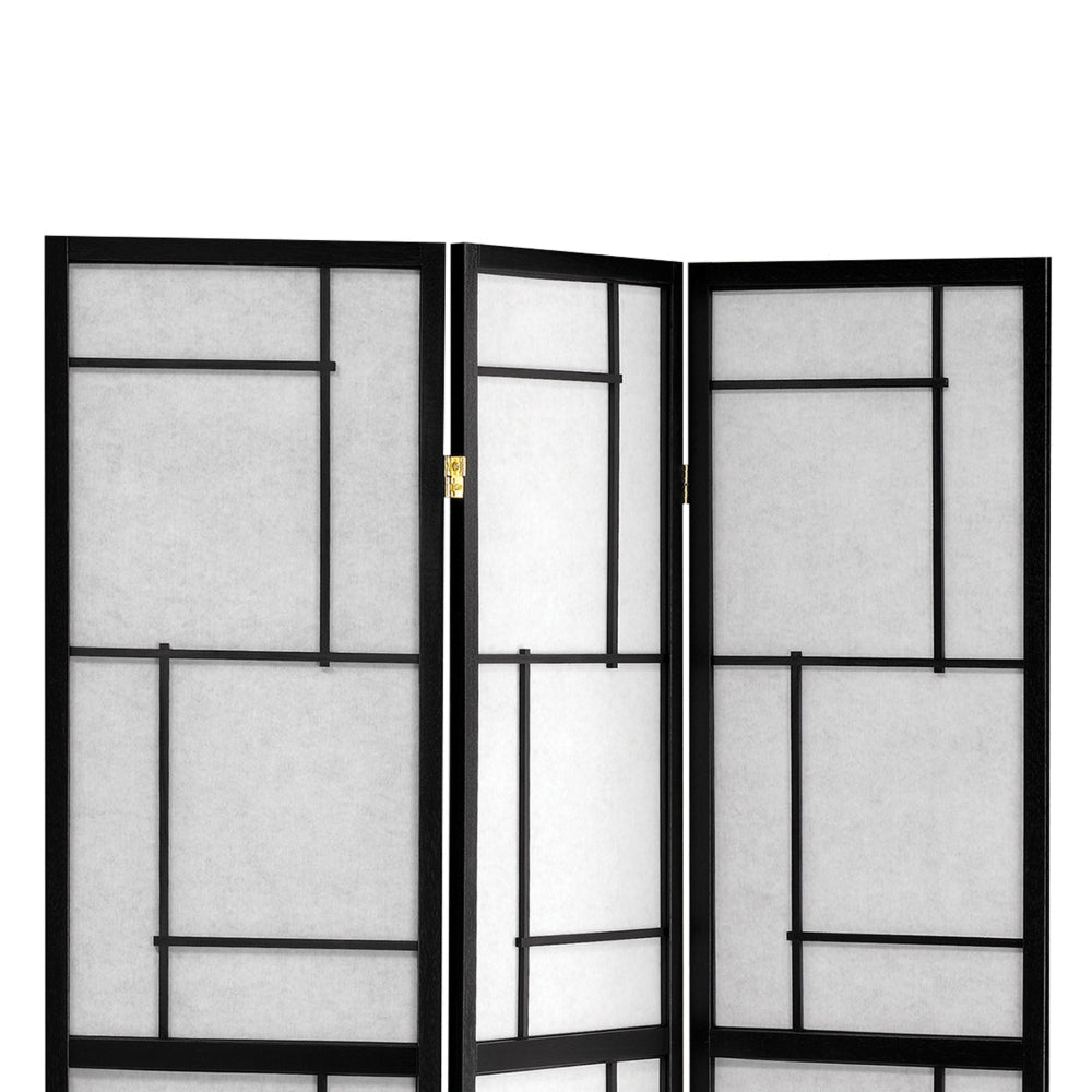 Stylish 3 Panel Wooden Folding Screen Black CCA-900102