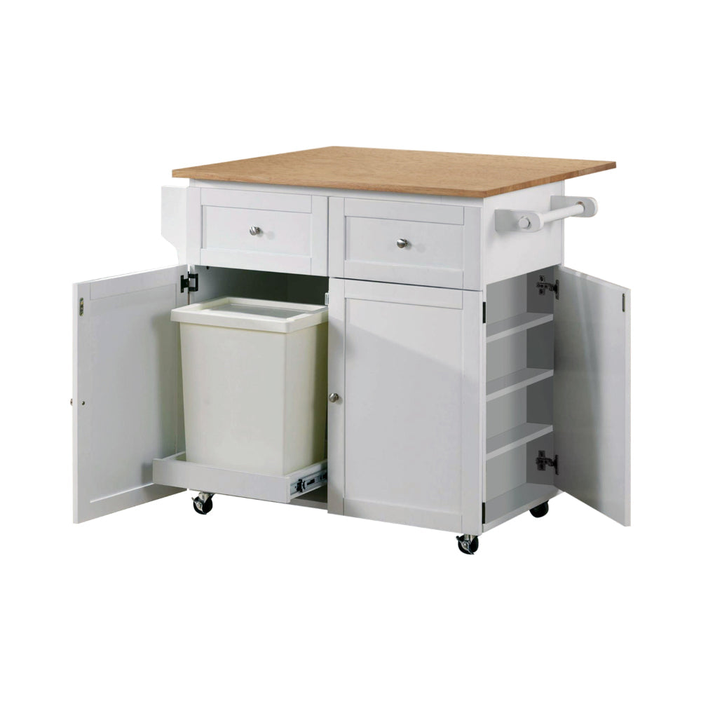 Modish Dual Tone Wooden Kitchen Cart Brown And White CCA-900558