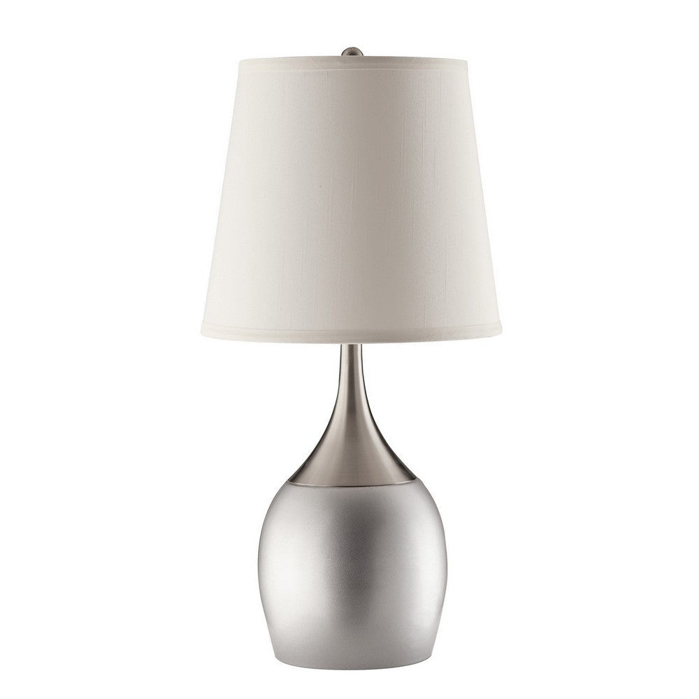 Modish Metal Table Lamp Silver Set of 2 CCA-901471