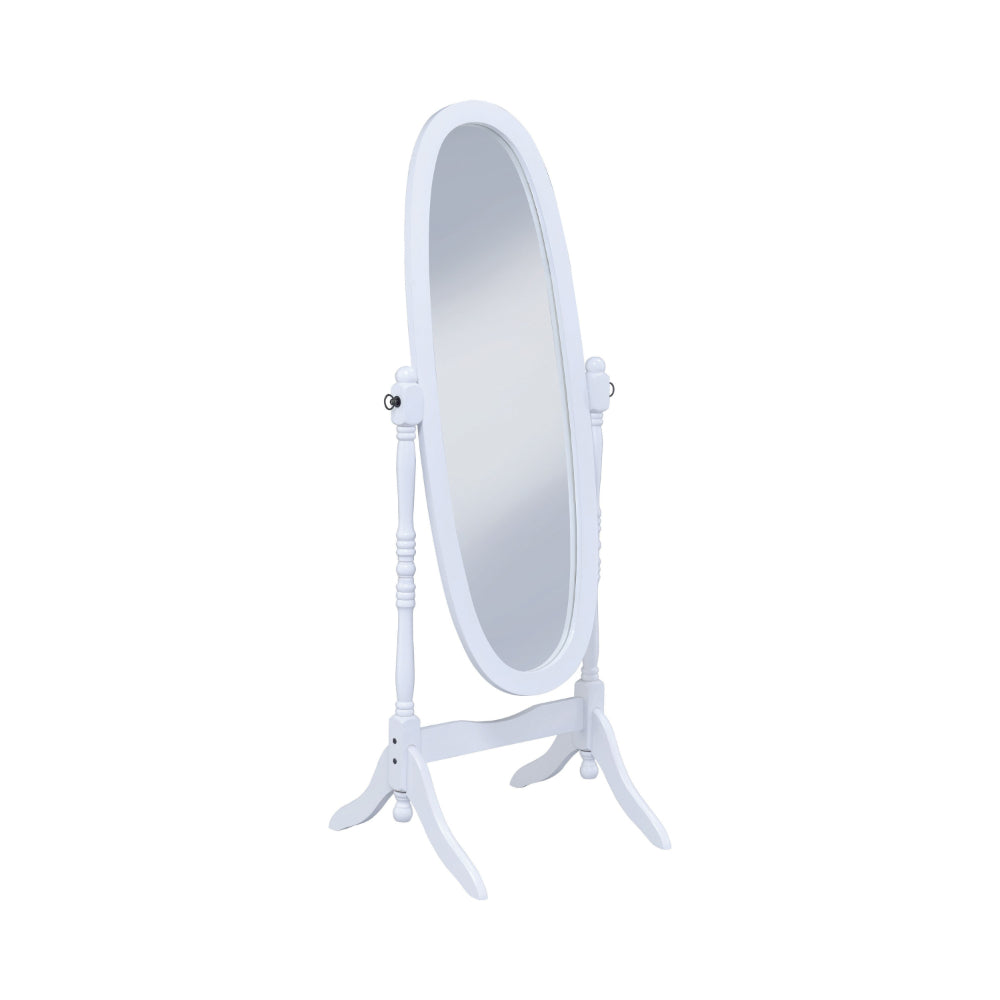 Traditional Oval Shaped Cheval Mirror White By Coaster CCA-950802