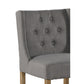 Wooden Barstool with Padded Seat Button Tufted Wing Back Set of 2 Gray and Brown By Casagear Home CLH-PL11503