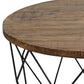 Round Wooden Coffee Table with Geometric Cutout Iron Base Black and Brown - PL11901 By Casagear Home CLH-PL11901