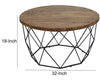 Round Wooden Coffee Table with Geometric Cutout Iron Base Black and Brown - PL11901 By Casagear Home CLH-PL11901