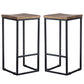 30 Inch Iron Frame Barstool with Mango Wood Saddle Seat Set of 2 Brown and Black By Casagear Home CLH-PL12903