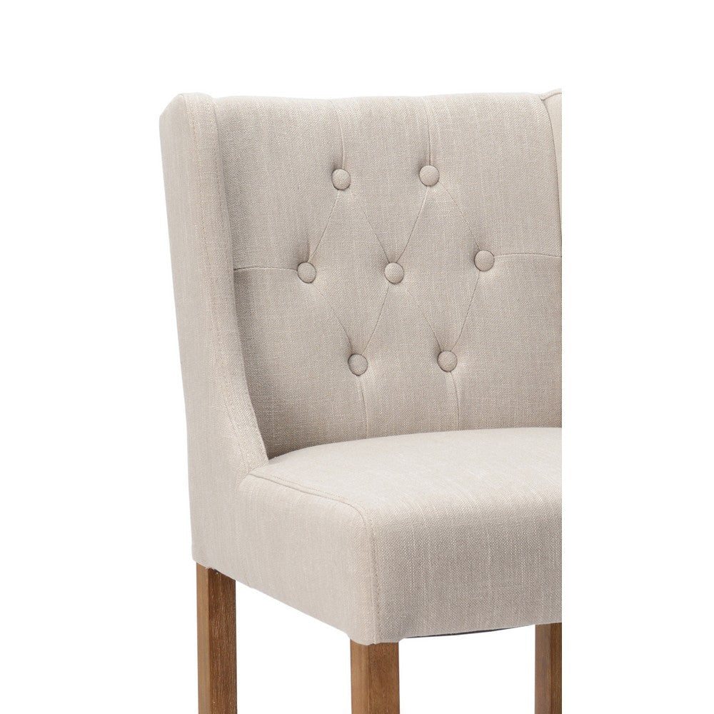 Wooden Barstool with Padded Seat Button Tufted Wing Back Set of 2 By Casagear Home CLH-PL14393