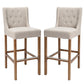 Wooden Barstool with Padded Seat Button Tufted Wing Back Set of 2 By Casagear Home CLH-PL14393