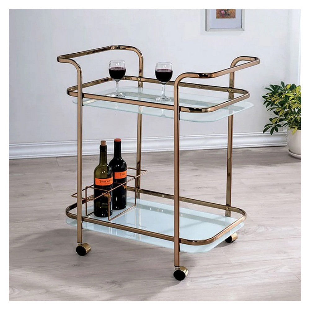 Tiana Contemporary Serving Cart In Champagne Finish By Casagear Home FOA-CM-AC235