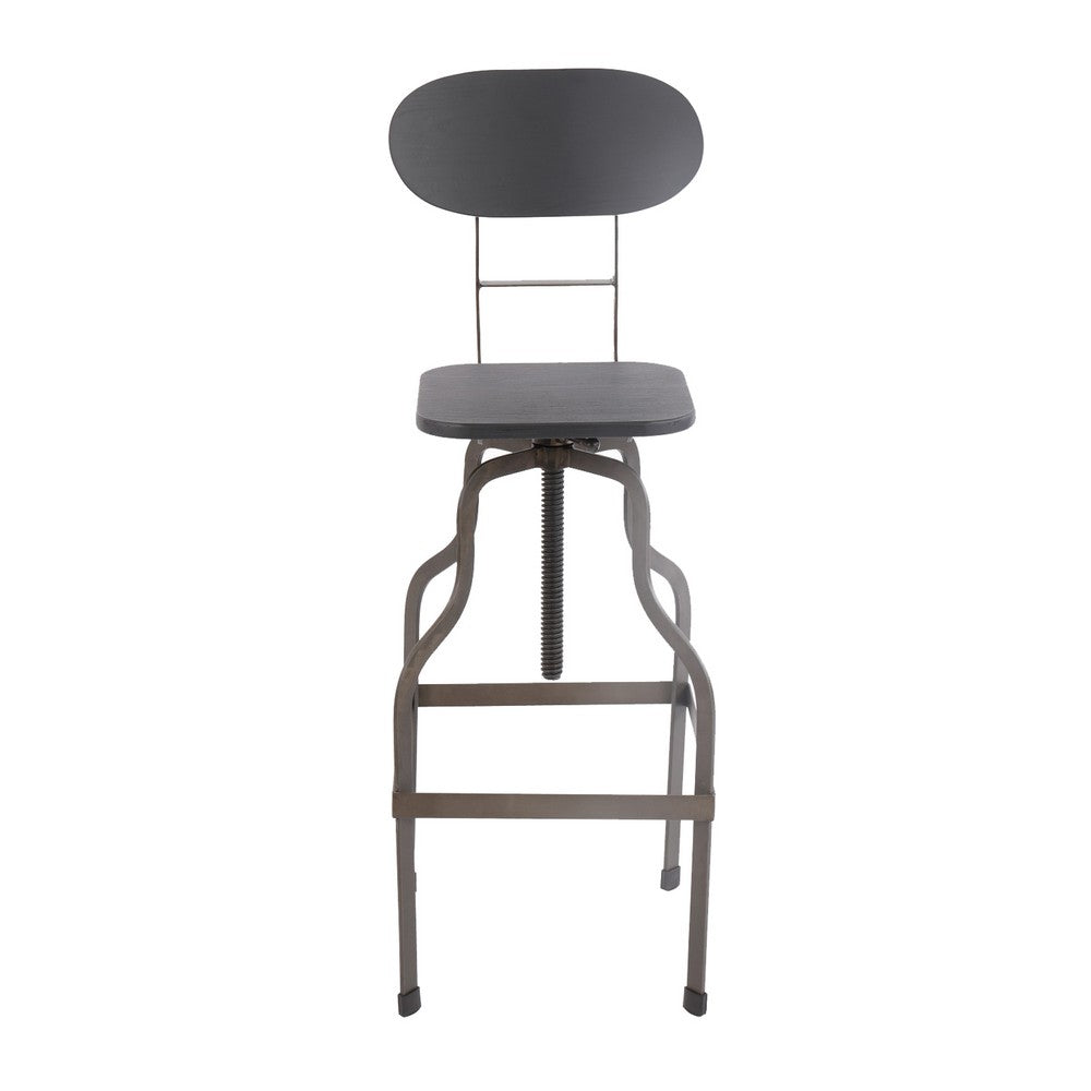 Isla Industrial Style Wooden Swivel Bar Stool With Curved Metal Base Gray By Casagear Home FOA-CM-BR6233DK