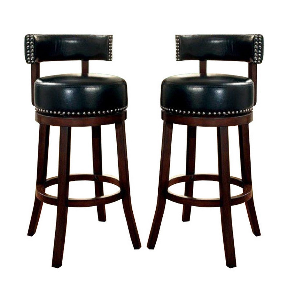 Shirley Contemporary 24’’ Barstool With pu Cushion Set of 2 Black By Casagear Home FOA-CM-BR6251BK-24-2PK