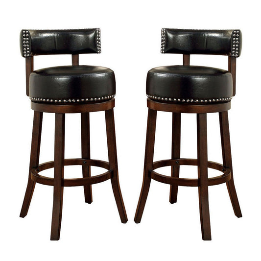 Shirley Contemporary 29’’ Barstool With pu Cushion Black Finish Set of 2 By Casagear Home FOA-CM-BR6251BK-29-2PK