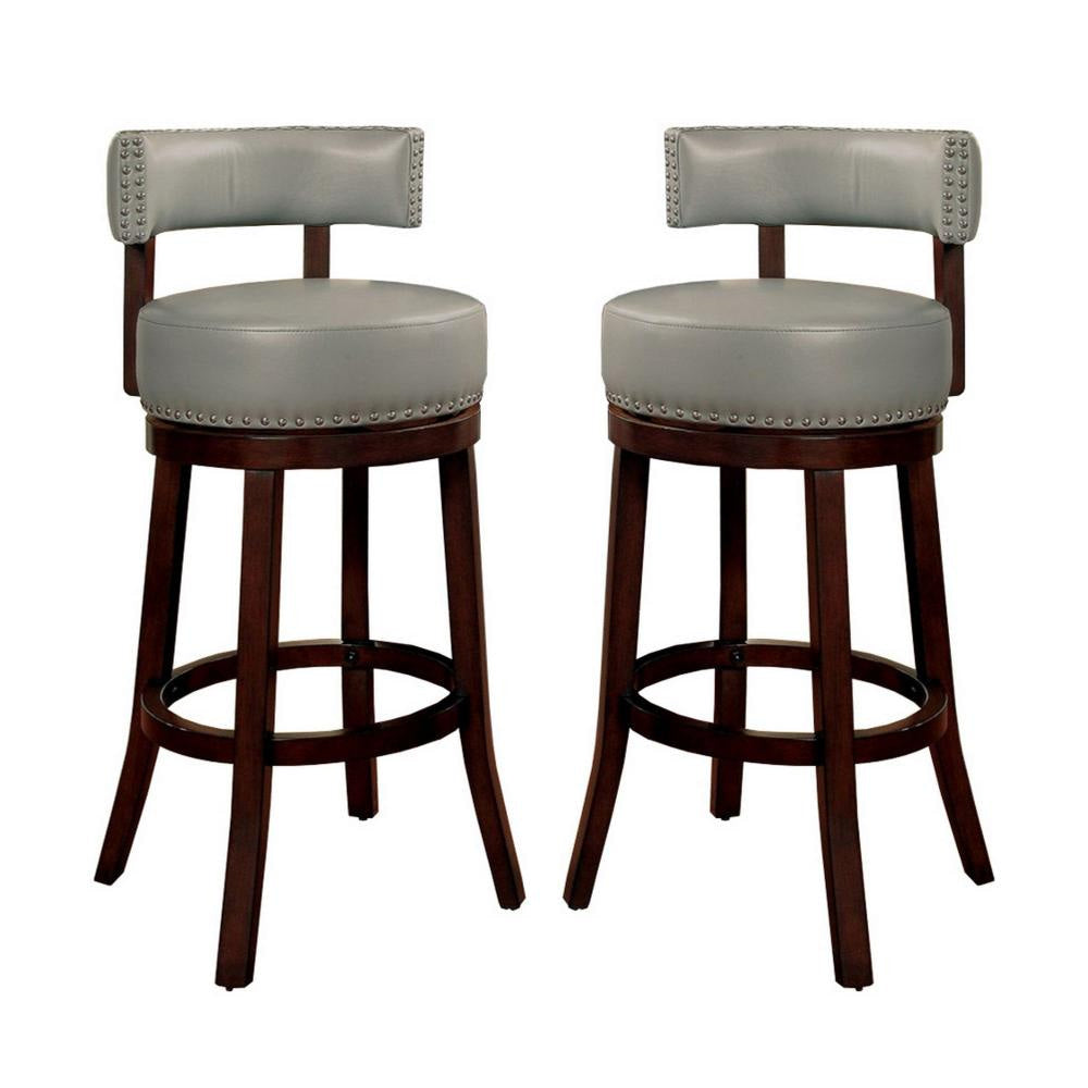 Shirley Contemporary 29’’ Barstool With pu Cushion Gray Finish Set of 2 By Casagear Home FOA-CM-BR6251GY-29-2PK