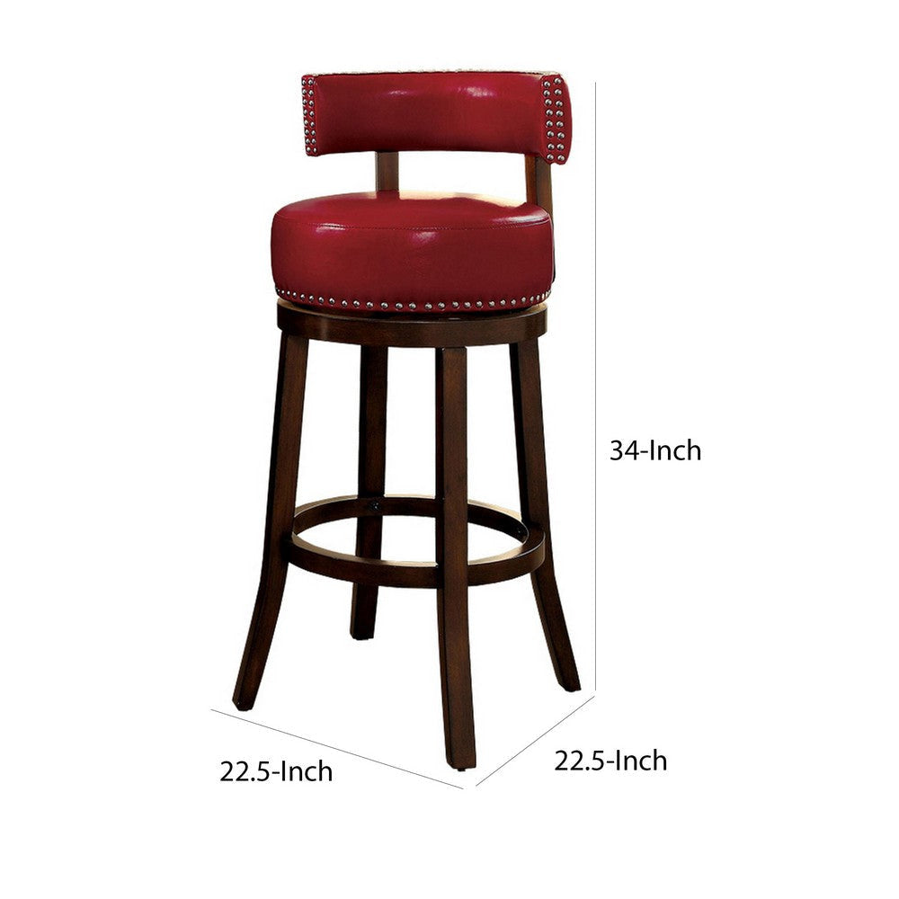 Shirley Contemporary 24’’ Barstool With pu Cushion Red Finish Set of 2 By Casagear Home FOA-CM-BR6251RD-24-2PK