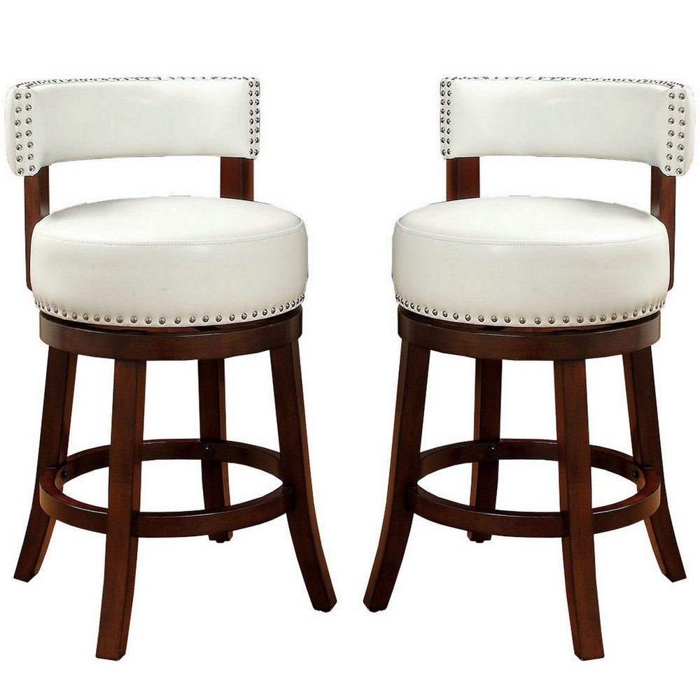 Shirley Contemporary 24" Barstool With pu Cushion, White Finish, Set of 2 By Casagear Home