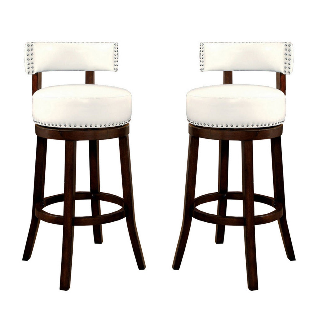 Shirley Contemporary 29" Barstool With pu Cushion, White Finish, Set of 2 By Casagear Home