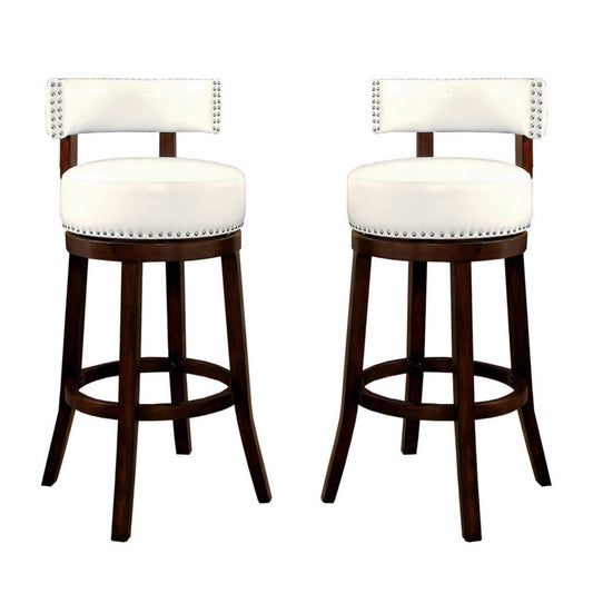 Shirley Contemporary 29’’ Barstool With pu Cushion White Finish Set of 2 By Casagear Home FOA-CM-BR6251WH-29-2PK