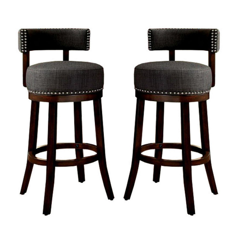 Lynsey Contemporary 29’’Barstool With linen Cushion Gray Finish Set of 2 By Casagear Home FOA-CM-BR6252GY-29-2PK