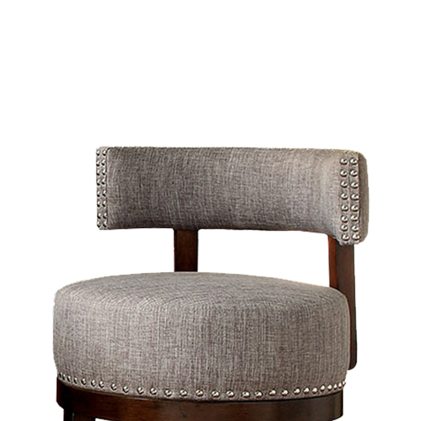 Swivel Barstool with Curved Open Low Back Set of 2 Gray and Brown By Casagear Home FOA-CM-BR6252LG-24-2PK