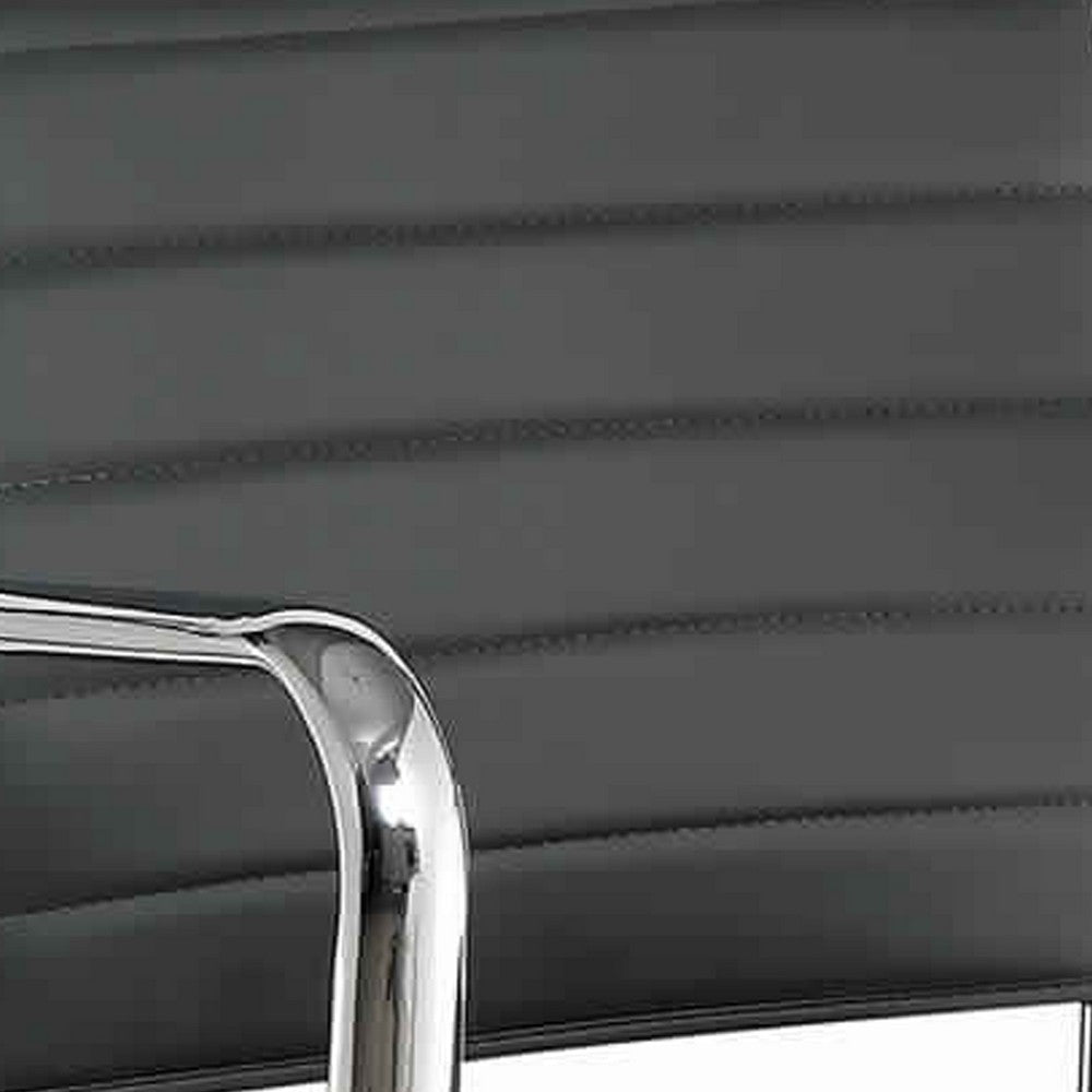 Contemporary Style Leatherette Padded Bar Stool With Arms Gray & Silver By Casagear Home FOA-CM-BR6463GY