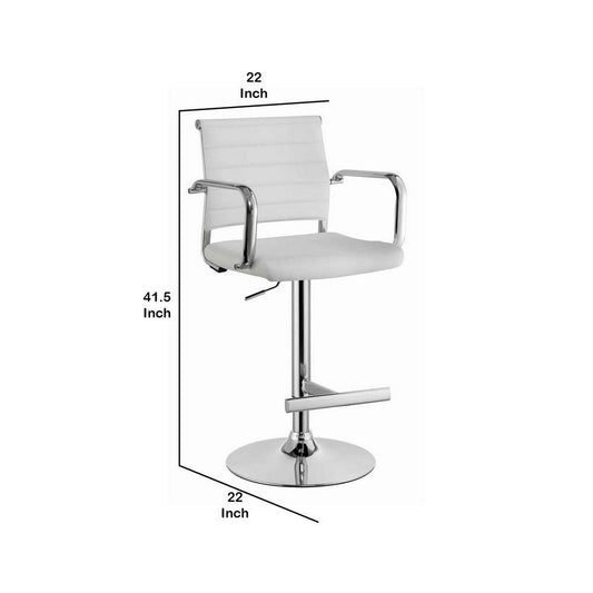 Modern Leatherette Padded Metal Bar Stool With Arms White & Silver By Casagear Home FOA-CM-BR6463WH