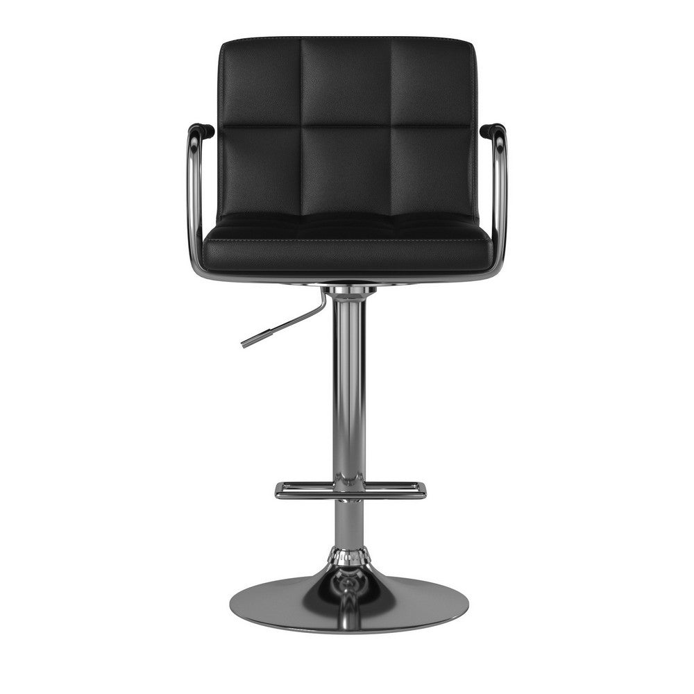 Corfu Contemporary Bar Chair With Arm Black By Casagear Home FOA-CM-BR6917BK