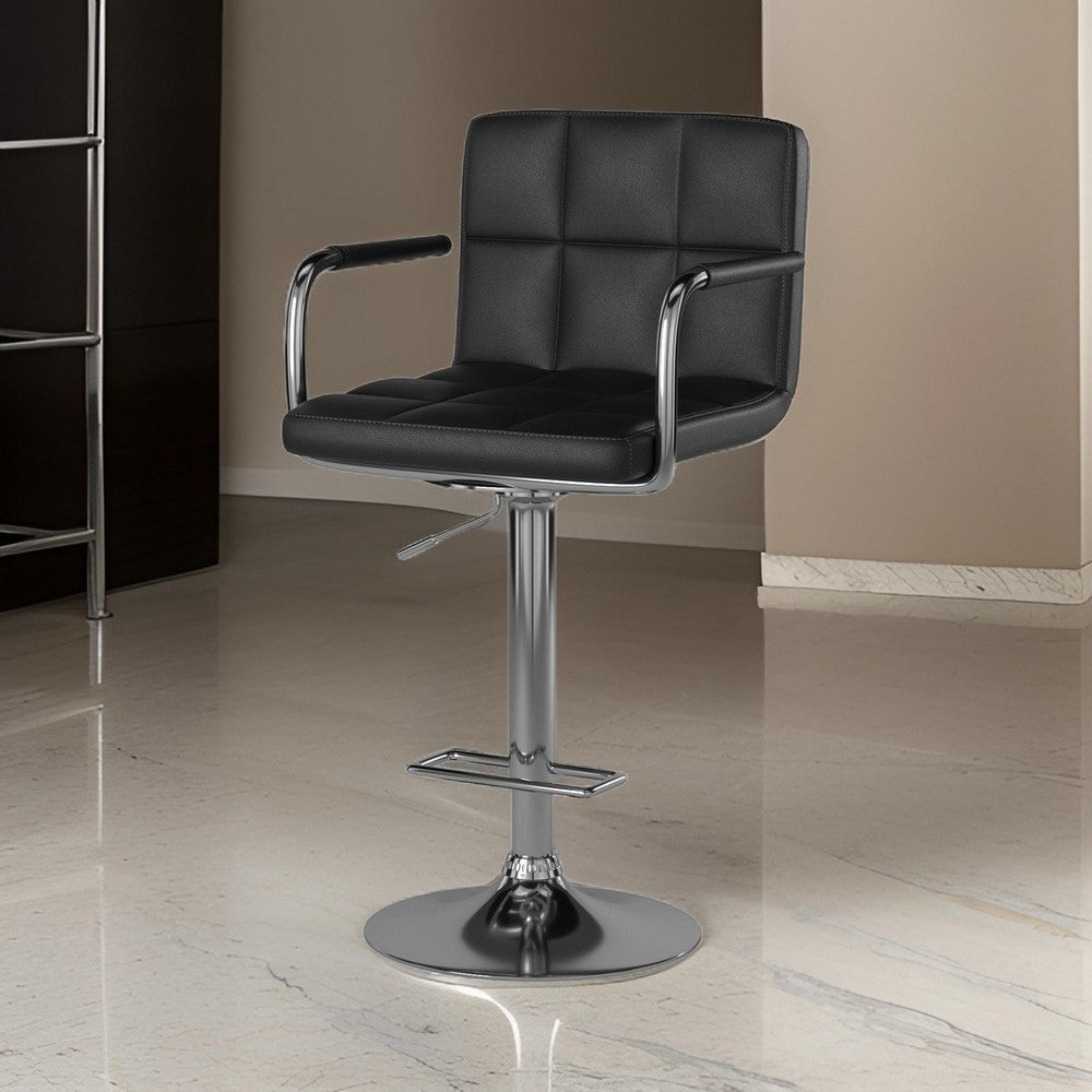 Corfu Contemporary Bar Chair With Arm Black By Casagear Home FOA-CM-BR6917BK