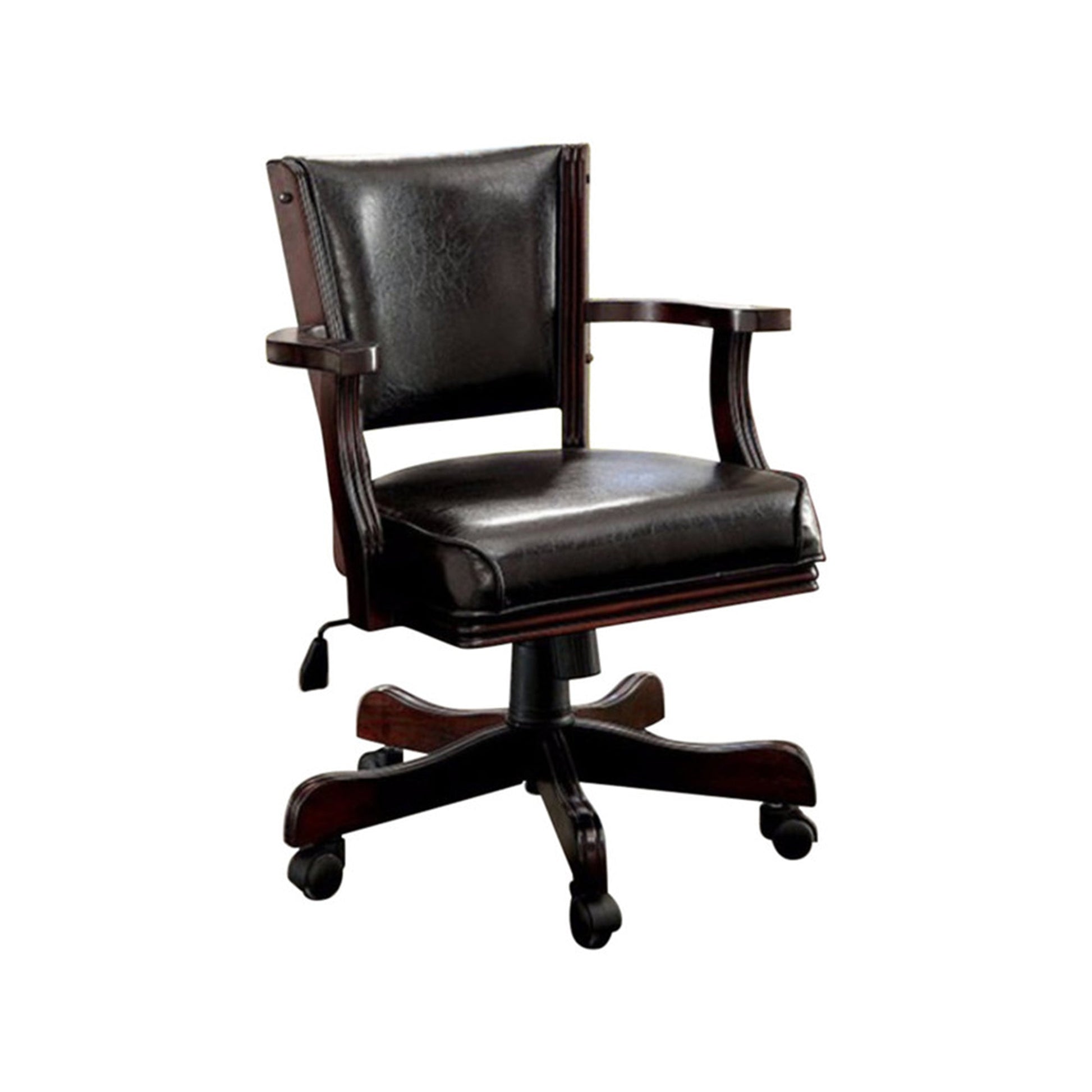 Leatherette Arm Chair with Swivel and Adjustable Height Mechanism Brown By Casagear Home FOA-CM-GM340CH-AC