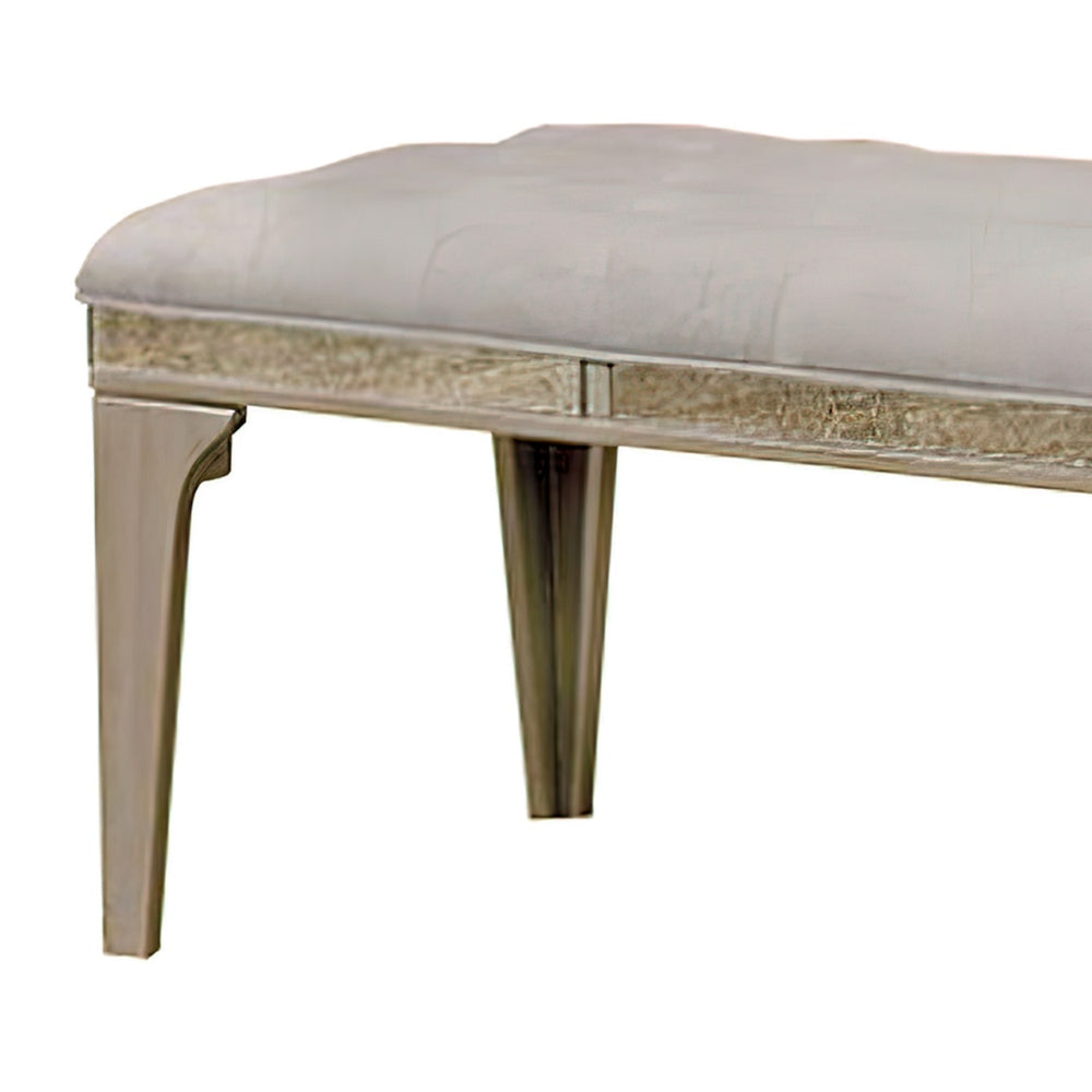 Wooden Bench With Comfy Cushioned Seat Gray By Casagear Home FOA-CM3020BN