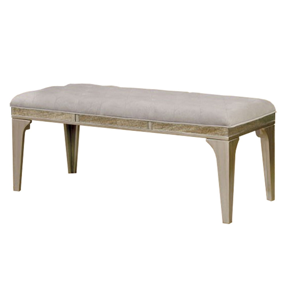 Wooden Bench With Comfy Cushioned Seat Gray By Casagear Home FOA-CM3020BN