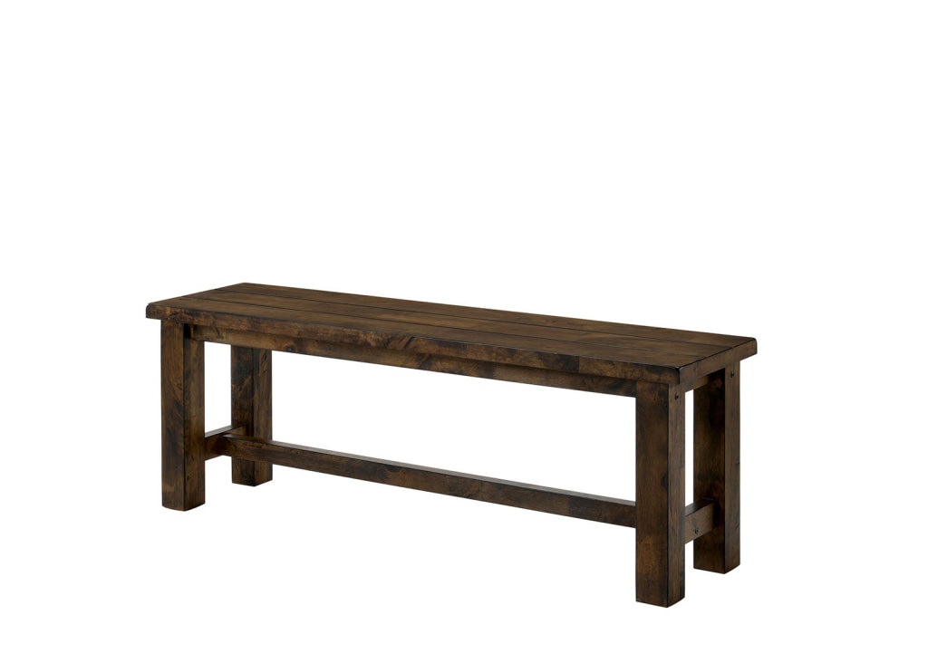 Transitional Style Rectangular Solid Wood Bench with Block Legs, Brown By Casagear Home