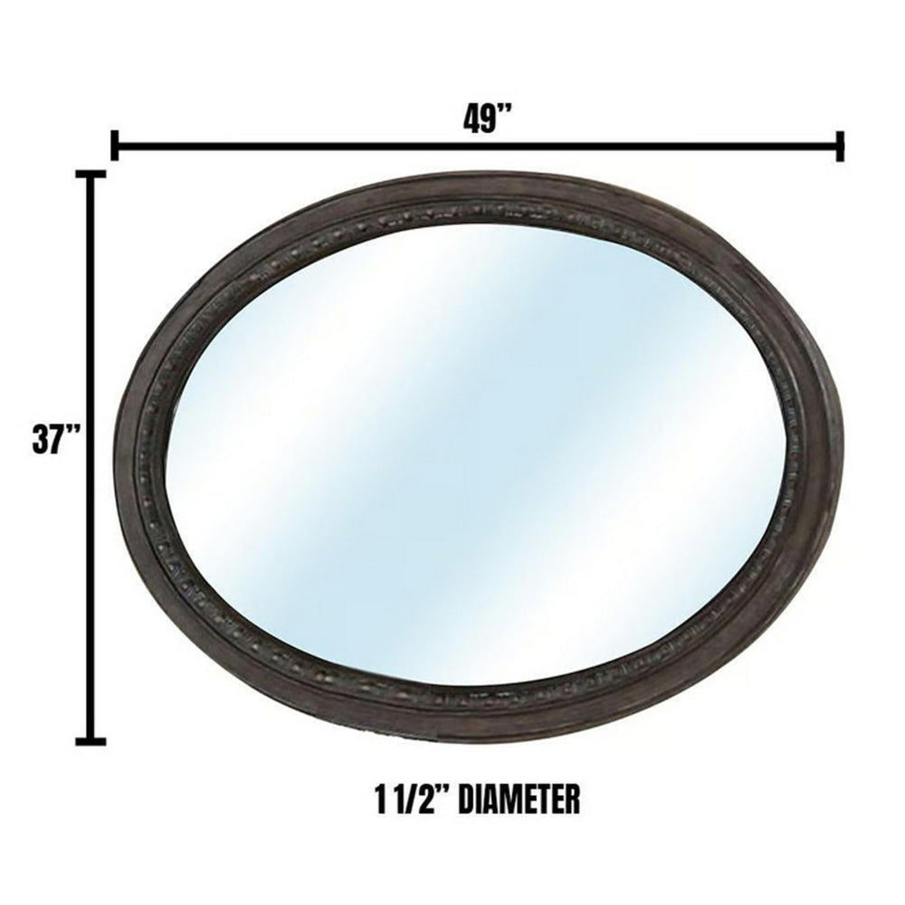 Oval Wall Mountable 5mm Beveled Mirror Rustic Natural Brown By Casagear Home FOA-CM3150MO