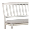 Fabric Padded Wood Counter Height Bench With Slat Back Antique White By Casagear Home FOA-CM3194PBN