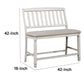 Fabric Padded Wood Counter Height Bench With Slat Back Antique White By Casagear Home FOA-CM3194PBN