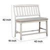 Fabric Padded Wood Counter Height Bench With Slat Back Antique White By Casagear Home FOA-CM3194PBN