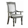 Traditional Style Wooden Arm Chair With Leatherette Cushions In Gray Set Of 2 By Casagear Home FOA-CM3350GY-AC-2PK