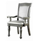 Traditional Style Wooden Arm Chair With Leatherette Cushions In Gray Set Of 2 By Casagear Home FOA-CM3350GY-AC-2PK