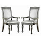 Traditional Style Wooden Arm Chair With Leatherette Cushions In Gray Set Of 2 By Casagear Home FOA-CM3350GY-AC-2PK