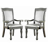 Traditional Style Wooden Arm Chair With Leatherette Cushions In Gray Set Of 2 By Casagear Home FOA-CM3350GY-AC-2PK