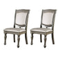 Leather Upholstered Wood Side Chair,Pack Of Two, Glossy Gray By Casagear Home