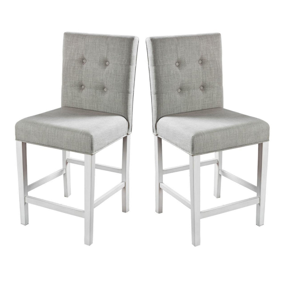 Fabric Upholstered Wooden Counter Height Chair White And Gray Pack Of Two -CM3390PC-2PK By Casagear Home FOA-CM3390PC-2PK