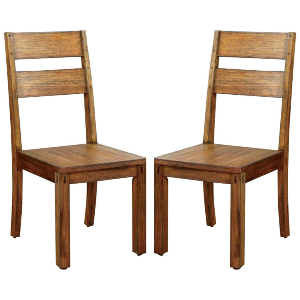 Frontier Rustic Side Chair Natural Teak Finish Set of 2 By Casagear Home FOA-CM3603SC-2PK