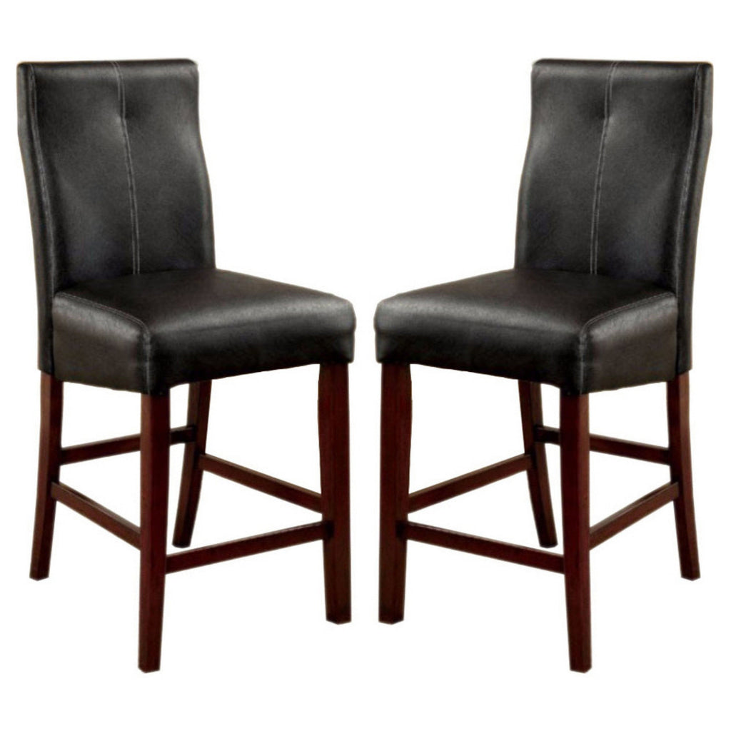 Bonneville II Contemporary Counter Height Chair, Black, Set of 2 By Casagear Home