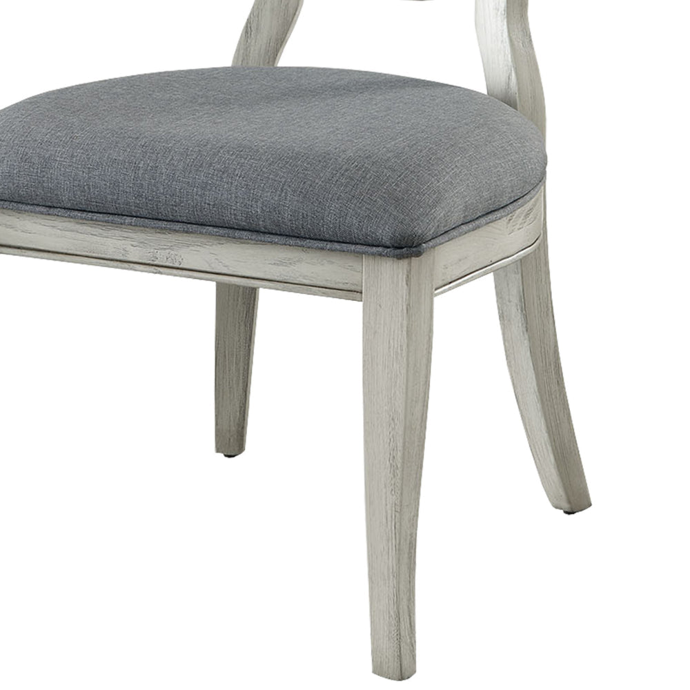 Fabric Upholstery Side Chair White And Gray Pack Of Two -CM3872WH-SC-2PK By Casagear Home FOA-CM3872WH-SC-2PK