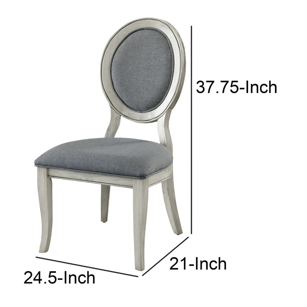 Fabric Upholstery Side Chair White And Gray Pack Of Two -CM3872WH-SC-2PK By Casagear Home FOA-CM3872WH-SC-2PK