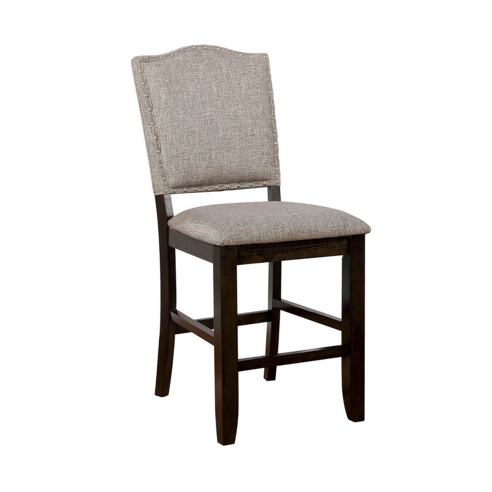 Wood & Fabric Counter Height Chair with Camelback Pack Of 2 Gray & Brown By Casagear Home FOA-CM3911PC-2PK