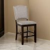 Wood & Fabric Counter Height Chair with Camelback, Pack Of 2, Gray & Brown By Casagear Home