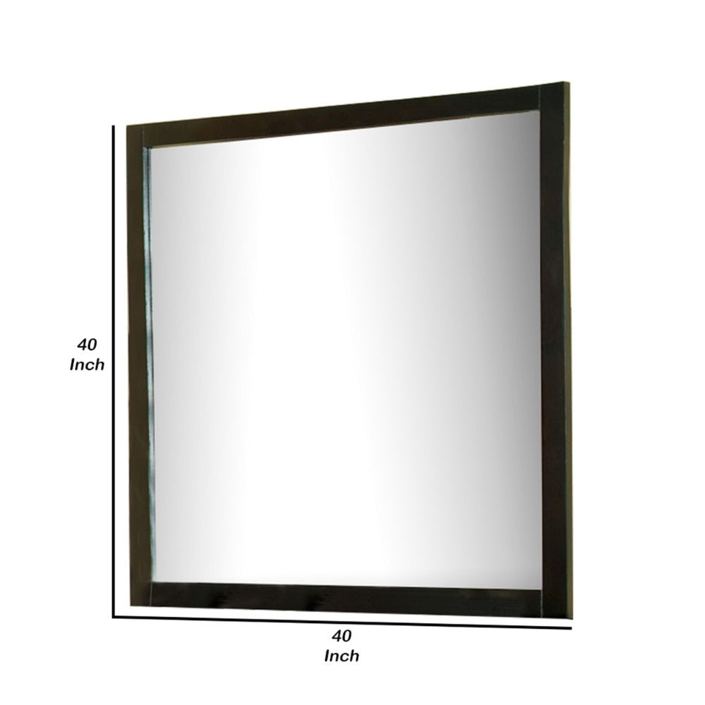 Contemporary Mirror With Wooden Frame Espresso Brown By Casagear Home FOA-CM7088M