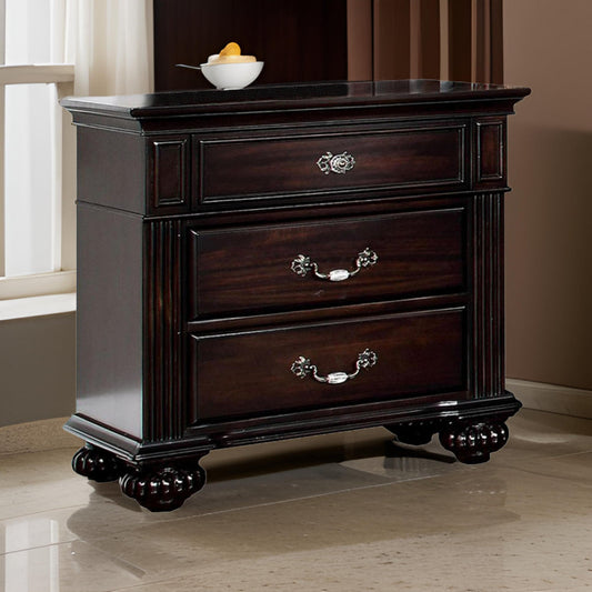 Syracuse Traditional Style Beautiful Nightstand, Dark Walnut By Casagear Home