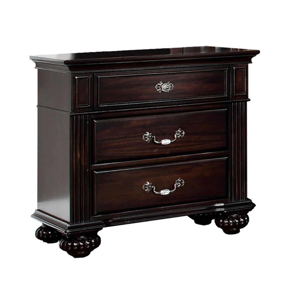 Syracuse Traditional Style Beautiful Nightstand Dark Walnut By Casagear Home FOA-CM7129N