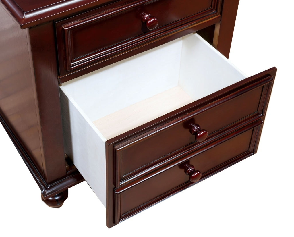 Wooden Night Stand With 2 Drawers Dark Brown By Casagear Home FOA-CM7155EX-N